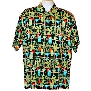 🔥SALE🔥CAMPIA MODA VINTAGE HAWAIIAN TROPICAL MARTINI 100% RAYON SHIRT SZ LG